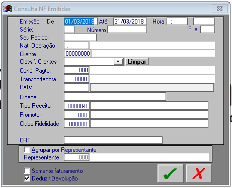 Consulta Resumo de Faturamento por NF