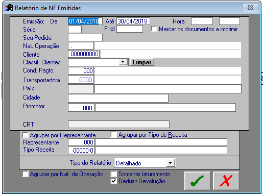 Relatorio Resumo de Faturamento por NF