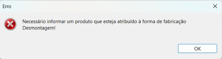 Estoque → Desmontagem de Mercadoria