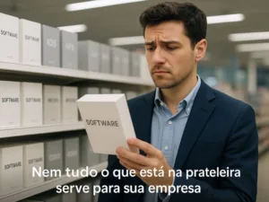 gestor com caixa na mão preocupado com software