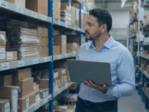 gestão de estoque em empresa com apoio de sistema ERP